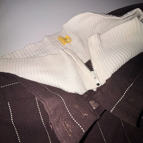 Y2K Brown Flare Leg Pants White Stripes Medium - Picture 4 of 13